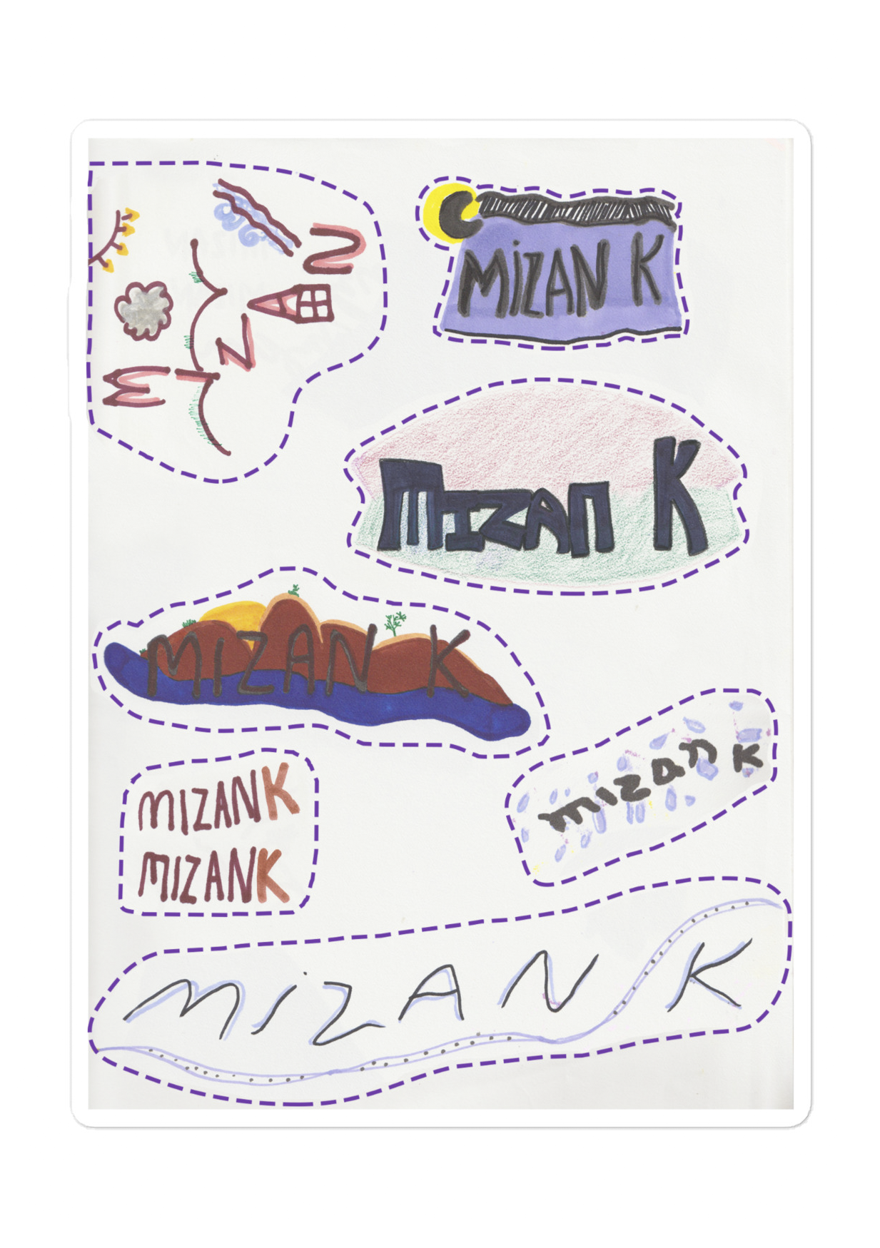 Mizan K Doodle Cut-outs Sticker Sheet A